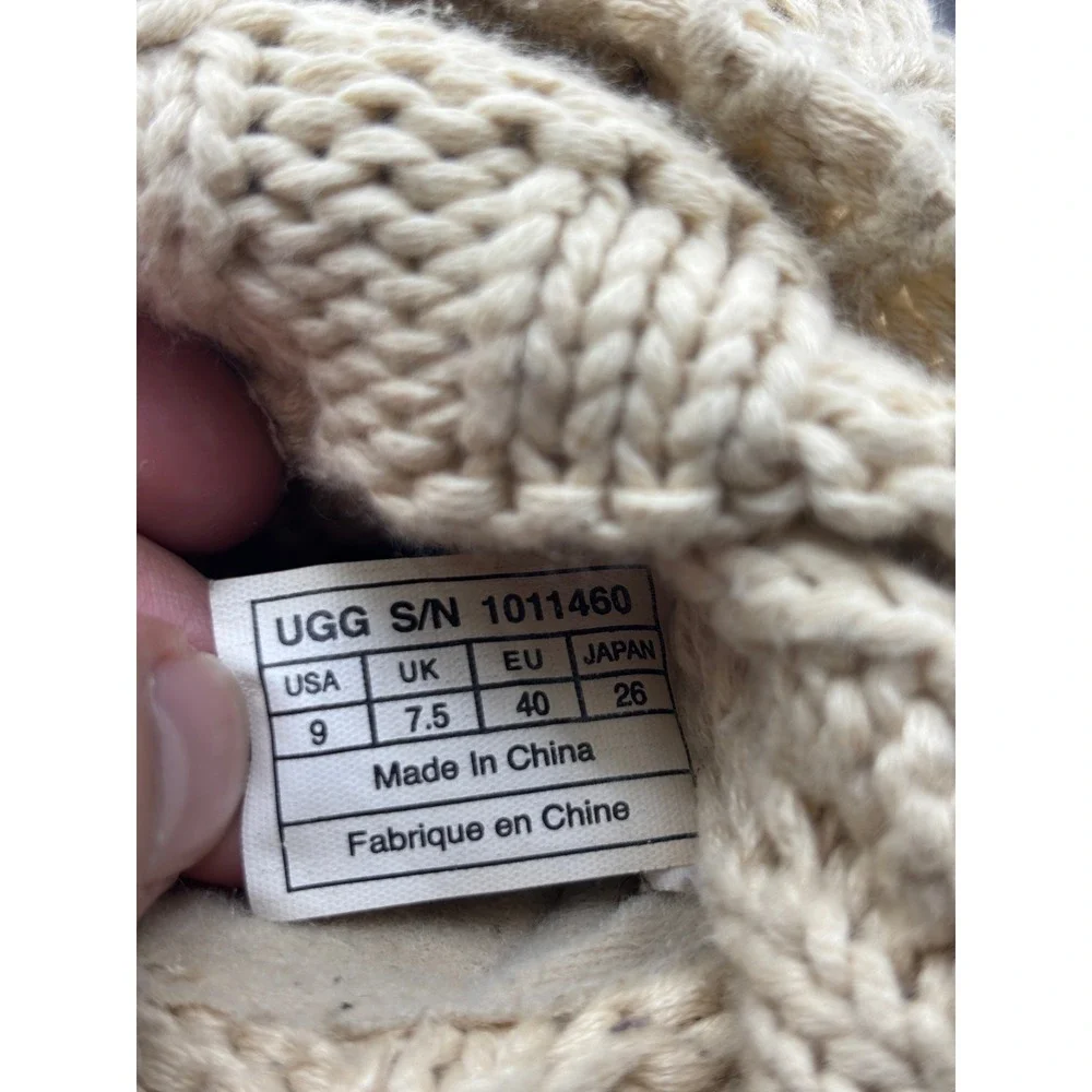 UGG Australia Lattice Cardy Boots Chestnut Suede Cream Knit 1011460 Womens 9